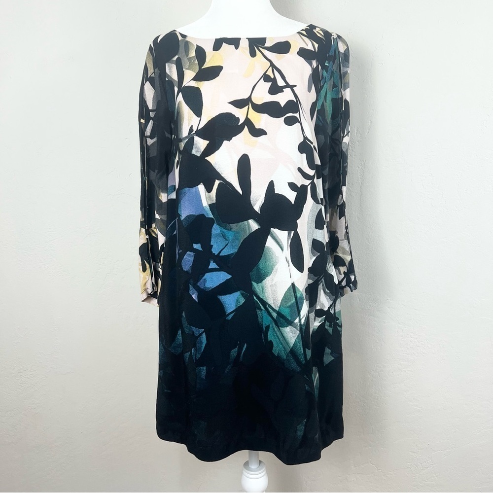 Anthropologie‎ Maeve Shaded Garden Boat Neck Cutout Sleeve Dress Size Small P